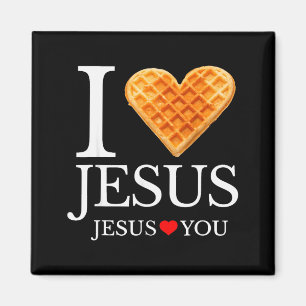 I Love Jesus Waffle Heart Funny Christian Breakfas Magnet