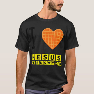 I Love Jesus Waffle Heart Funny Christian Breakfas T-Shirt