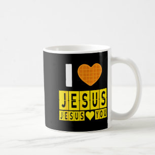 I Love Jesus Waffle Heart Jesus Loves You Funny Br Coffee Mug