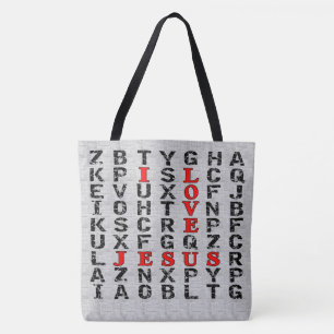 I Love Jesus Word Search Christian Print Bag