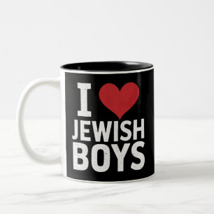 I Love Jewish Boys I Heart Jewish Boys Hanukkah Two-Tone Coffee Mug