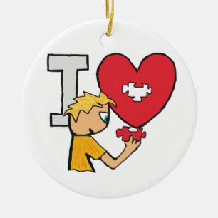 I Love Jigsaw Puzzles Ceramic Ornament
