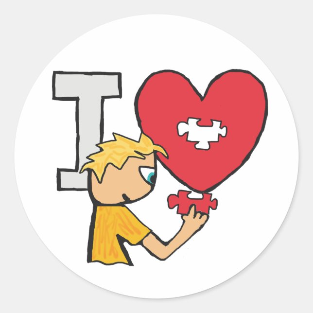 I Love Jigsaw Puzzles Classic Round Sticker (Front)