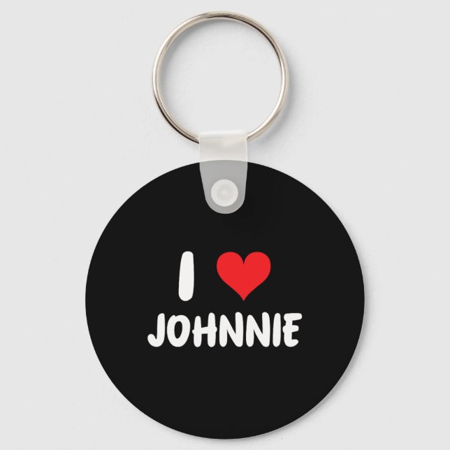 I Love Johnnie - Heart  Key Ring (Front)