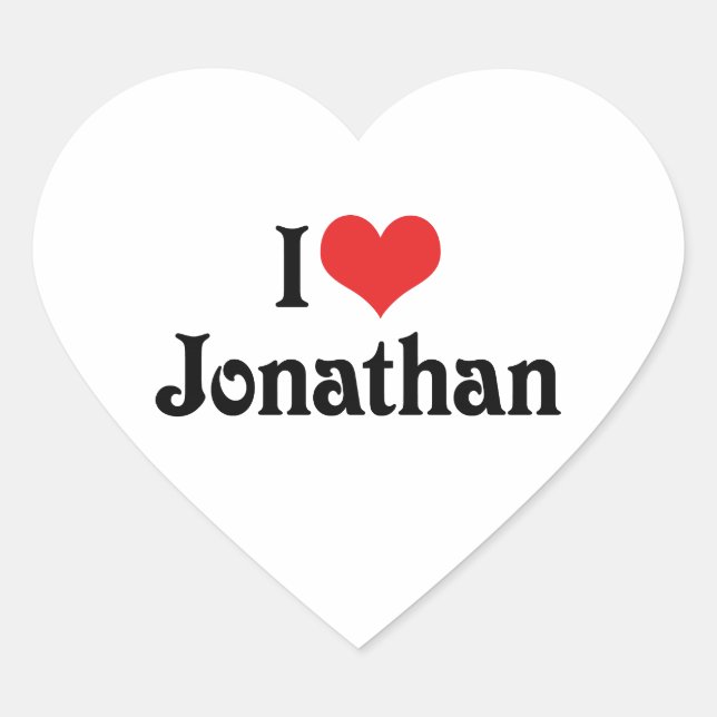 I Love Jonathan Heart Sticker (Front)