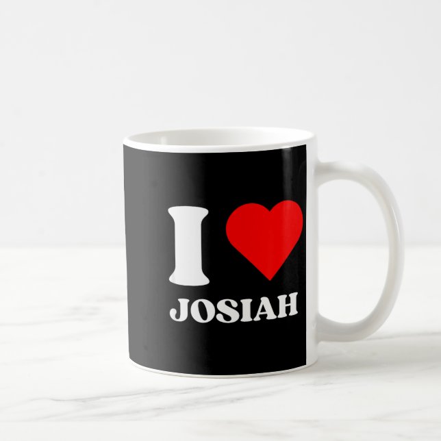 I Love Josiah I Heart Josiah Name Y2k Valentines D Coffee Mug (Right)