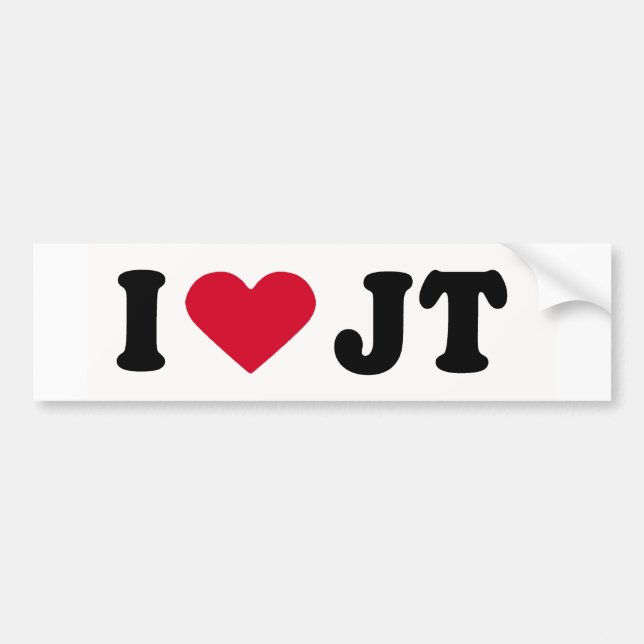 I LOVE JT BUMPER STICKER (Front)