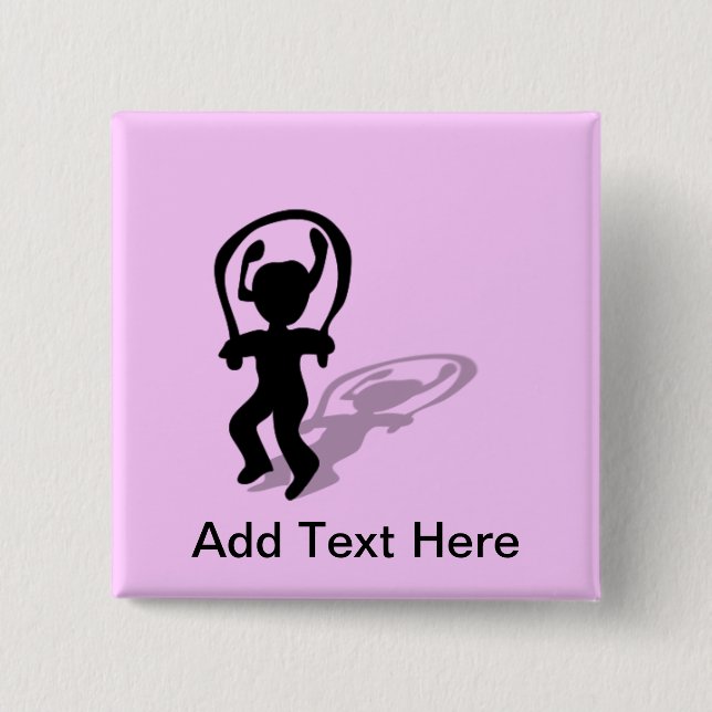 I Love Jumping Rope Silhouette Girl 15 Cm Square Badge (Front)