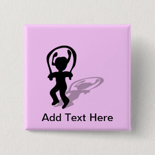 I Love Jumping Rope Silhouette Girl 15 Cm Square Badge