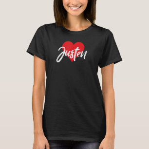I Love Justen First Name  I Heart Named T-Shirt