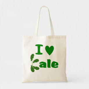 I Love Kale (I Heart Kale) Reusable Grocery Cloth Tote Bag