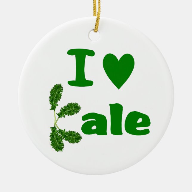 I Love Kale (I Heart Kale) Vegetable/Gardener Ceramic Ornament (Front)