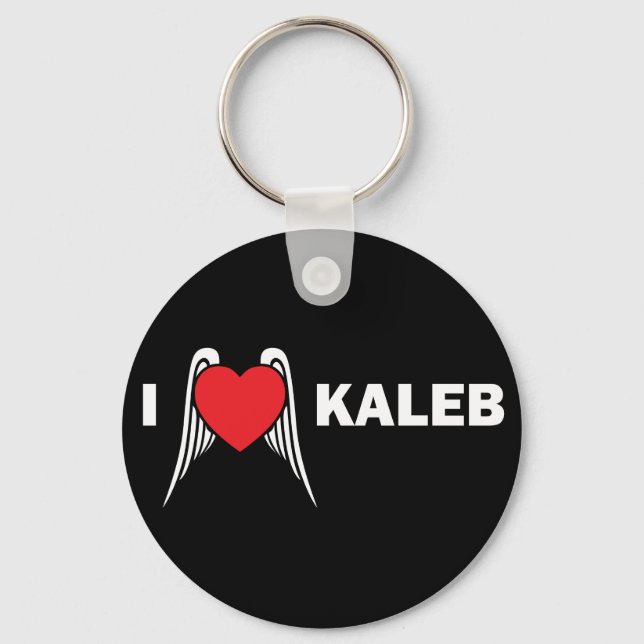 I Love Kaleb Round Key Chain (Front)