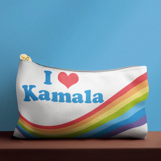I Love Kamala Cute Rainbow Election Accessory Pouch (Creator Uploaded)