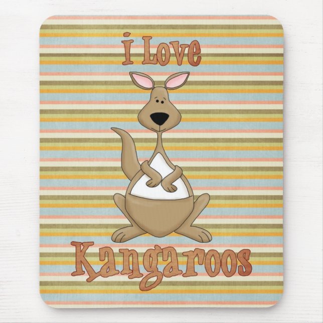 I Love Kangaroos Mouse Pad (Front)