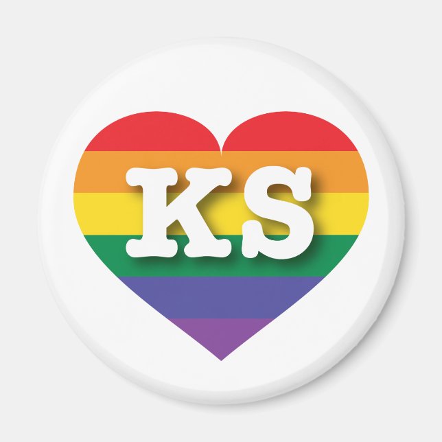 I Love Kansas Rainbow Heart Magnet (Front)