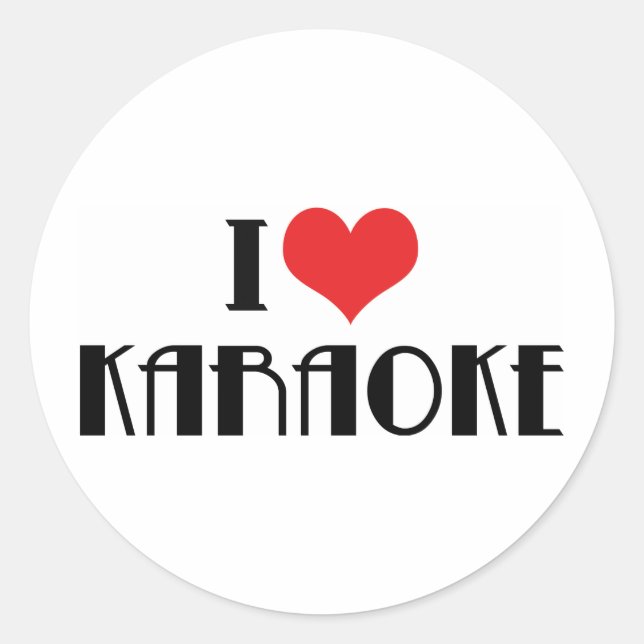 I Love Karaoke Classic Round Sticker (Front)