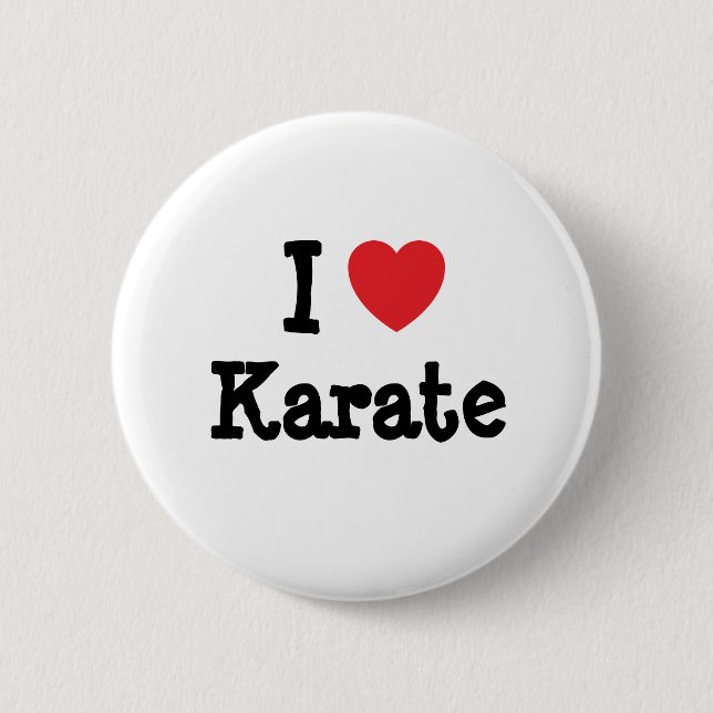 I love Karate heart custom personalised 6 Cm Round Badge (Front)