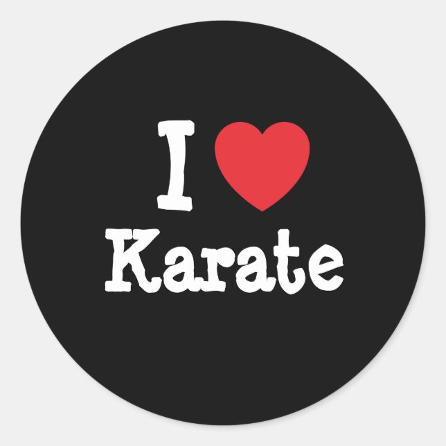 I love Karate heart custom personalised Classic Round Sticker (Front)