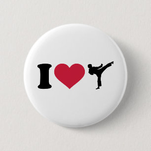 I love Karate Kickboxing 6 Cm Round Badge