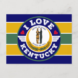 I Love Kentucky State Flag Retro Striped Pattern Postcard