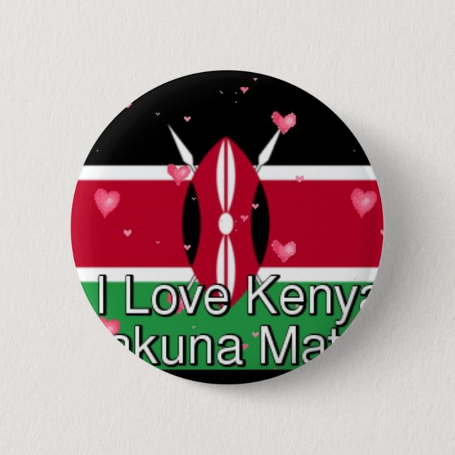 I Love Kenya and "Hakuna Matata" Art Print 6 Cm Round Badge (Front)