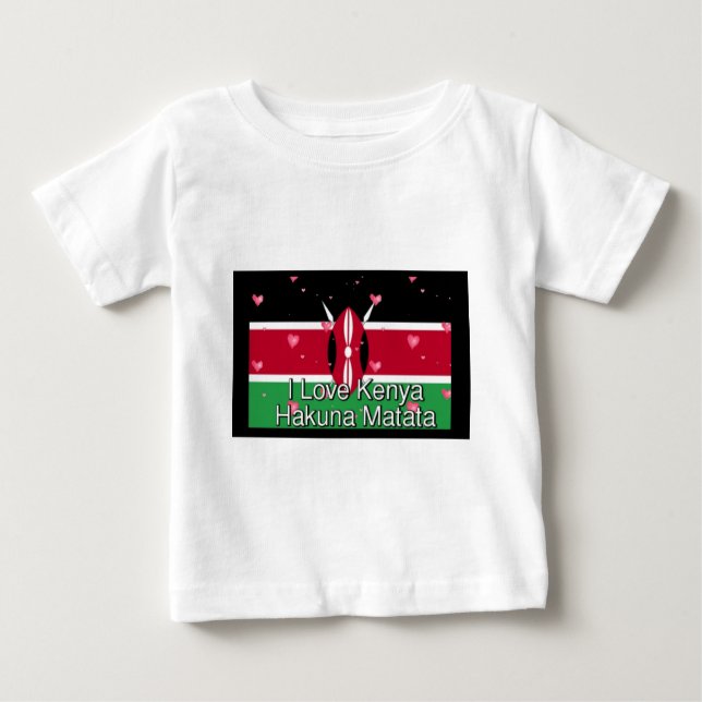 I Love Kenya and "Hakuna Matata" Art Print Baby T-Shirt (Front)