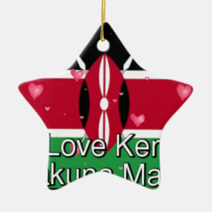I Love Kenya and "Hakuna Matata" Art Print Ceramic Tree Decoration