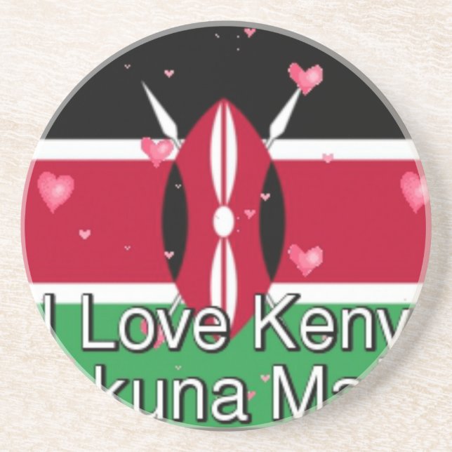I Love Kenya and "Hakuna Matata" Art Print Coaster (Front)