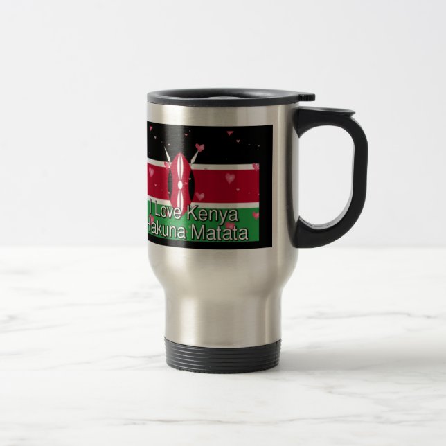 I Love Kenya and "Hakuna Matata" Art Print Travel Mug (Right)