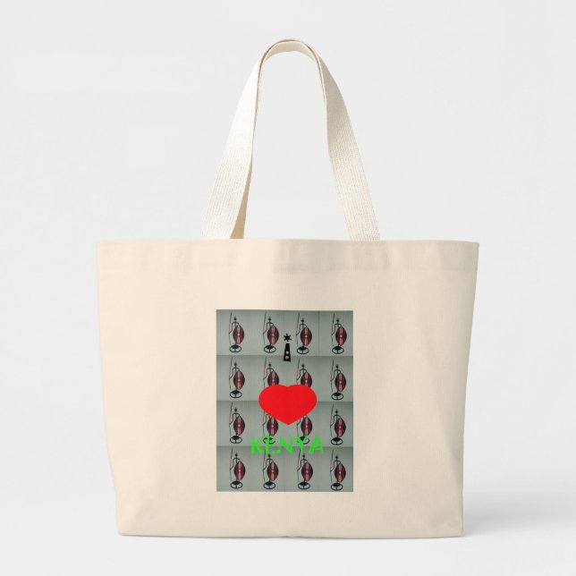 I Love Kenya Art Print Large Tote Bag (Front)