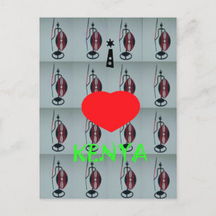 I Love Kenya Art Print Postcard