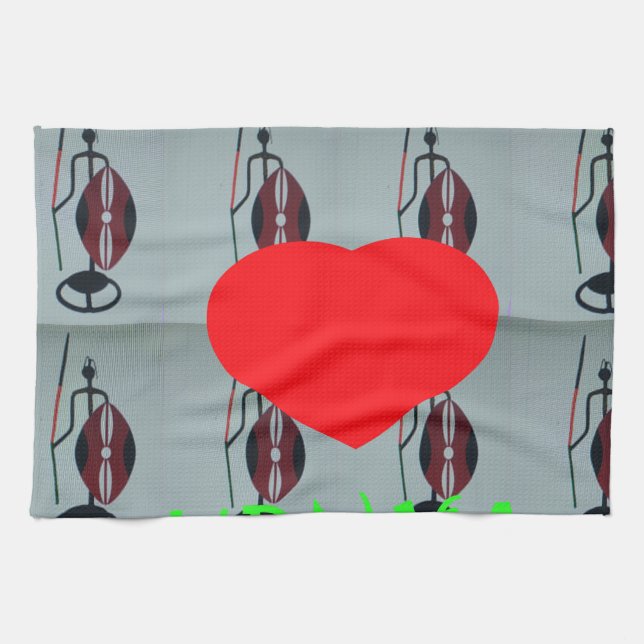 I Love Kenya Art Print Tea Towel (Horizontal)