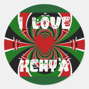 I Love Kenya: Beautiful Lovely National Flag Colou Classic Round Sticker