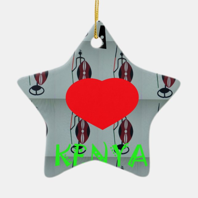 I Love Kenya Ceramic Tree Decoration (Front)