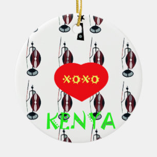I Love Kenya Maasai Art Print Ceramic Ornament