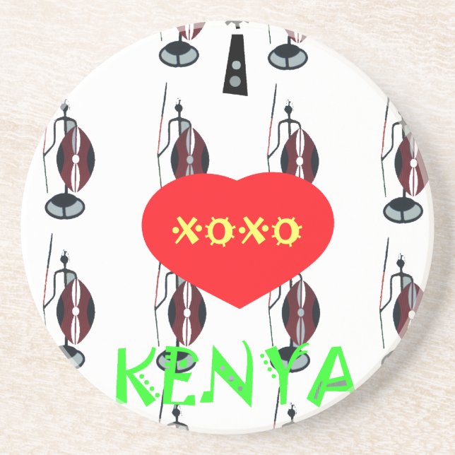 I Love Kenya Maasai Art Print Coaster (Front)