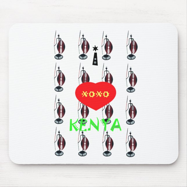 I Love Kenya Maasai Art Print Mouse Pad (Front)