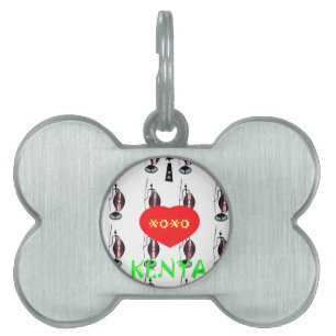 I Love Kenya Maasai Art Print Pet ID Tag