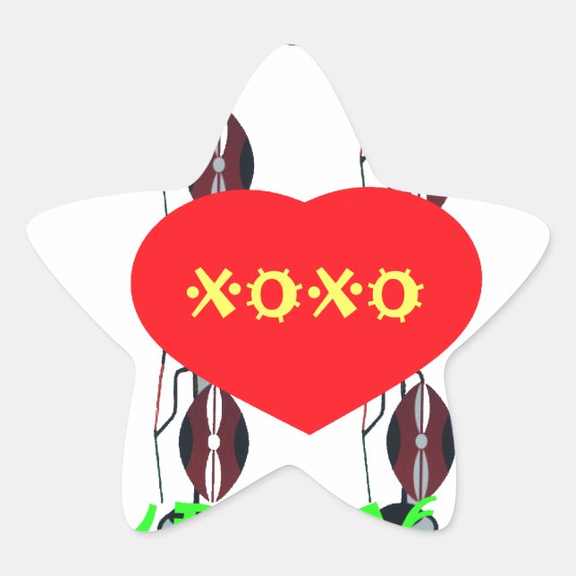 I Love Kenya Maasai Art Print Star Sticker (Front)
