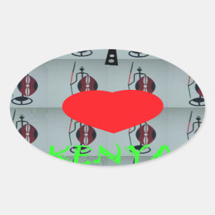 I Love Kenya Oval Sticker