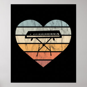 I Love Keyboard and Synthie Retro Heart Poster