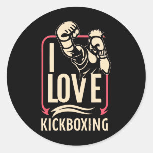 I Love Kick-boxing Boxing Love Kickboxer Kickboxin Classic Round Sticker