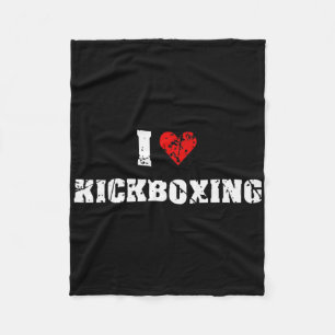I Love Kickboxing Gym Fitness For Men Women Retro  Fleece Blanket