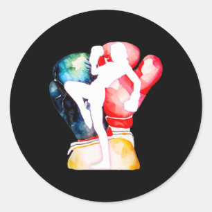 I Love Kickboxing Is Kickboxing Girl Is Woman Kick Classic Round Sticker
