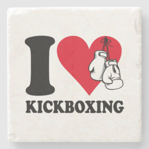 I love kickboxing stone coaster