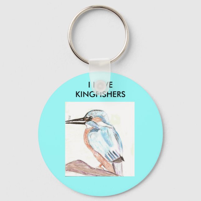 I LOVE KINGFISHERS KEY RING (Front)