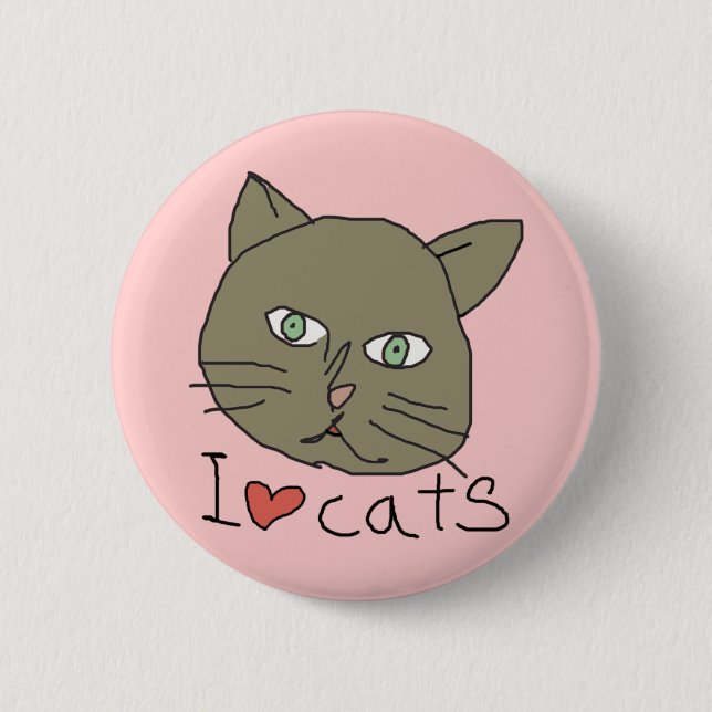 I love kitty 6 cm round badge (Front)