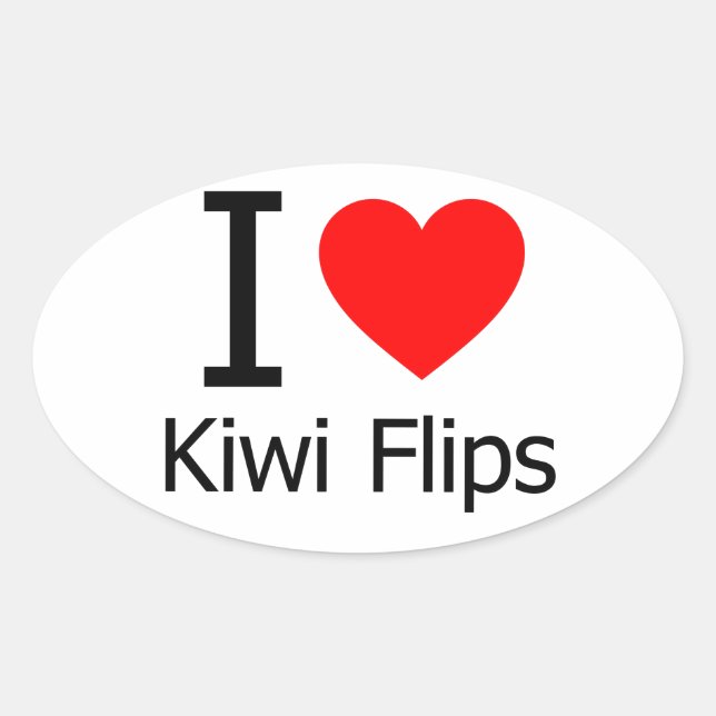 I Love Kiwi Flips Oval Sticker (Front)