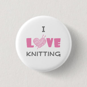I Love Knitting 3 Cm Round Badge